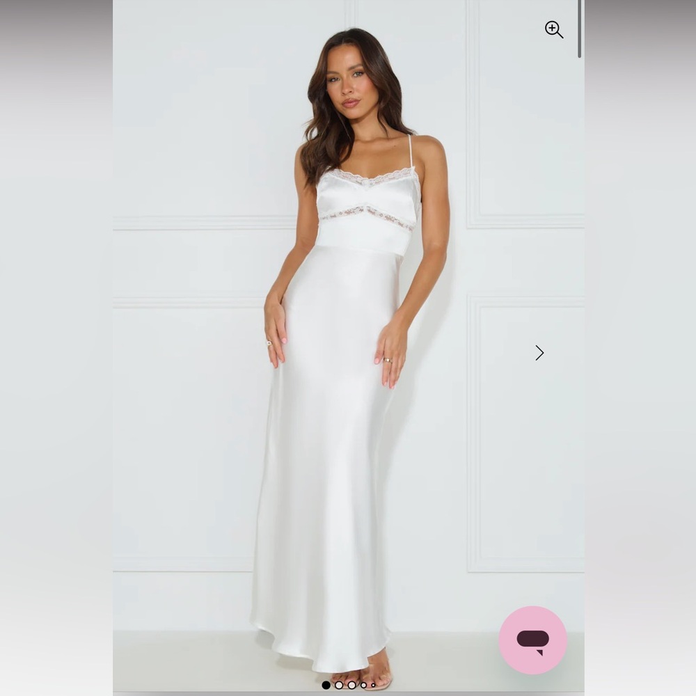 Hello Molly White Satin Maxi Dress